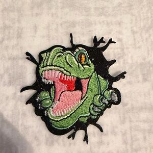 Dinosaur Embroidered Patch - Green and Black 2.5 Inches